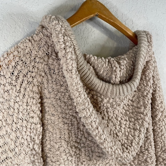 𝅺FAVLUX Women's Popcorn Hoodie Tan Oversized Sweater S - Picture 7 of 12